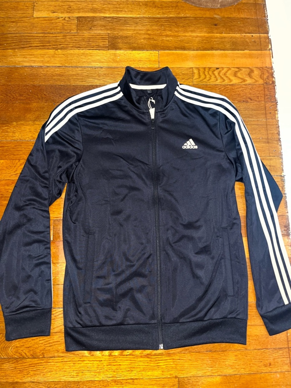 adidas Black Track Jacket with White Stripes